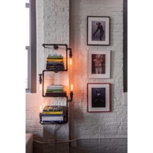 Blbn Design Dekoratif Duvara Borudan Raf ve Aydınlatma Lambader