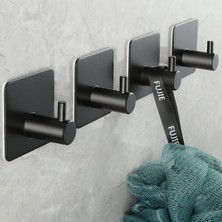 Zift Unique 2 Adet Paslanmaz Çelik Siyah Banyo Askısı Bornoz Askısı Havlu Askısı Havluluk Paslanmaz Hooks