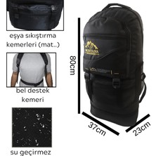 Montana Mountainer 80L Siyah Çift Körüklü Su Geçirmez Çok Gözlü Kampçı-Seyahat-Dağcı Sırt Çantası