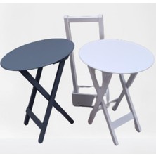 Bengi Ticaret Zigon Çanta 90121 Sehpa Oval Model İkili Takım Mdf Gri-Beyaz Renk Uyumu El Yapımı