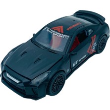 Popit Toys Metal Model Araba Kapıları Açılır Kapanır Çek Bırak Hareket Edebilen Lüks Araç Siyah Nissan Gtr