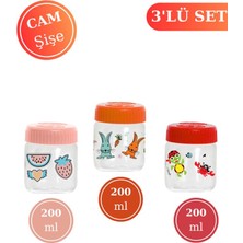 Flosoft Bebek Cam Mama Yoğurt Kavanozu Kapaklı 3’Lü Set 200 Ml X 3 Adet