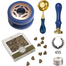 Davetiye Mum Mühürü Uygulama Seti Lacivert Renk 455 Çelenk