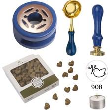 Davetiye Mum Mühürü Uygulama Seti Lacivert Renk 908 Barış Güvercini