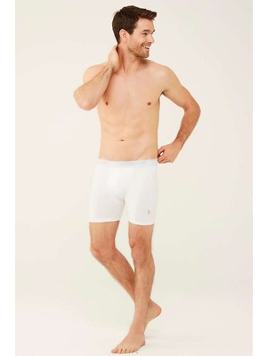 U.S. Polo Assn. 80454 Erkek 3'lü Uzun Paçalı Boxer-Beyaz