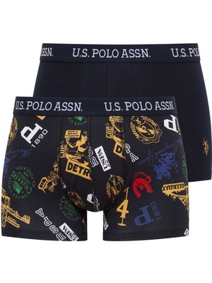 U.S. Polo Assn. 80476 Erkek 2'li Boxer-Lacivert&baskılı