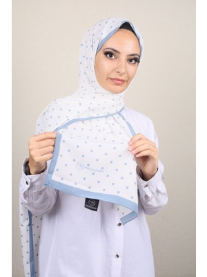 Modakaşmir  Moda Kaşmir Mavi-Beyaz Serisi Medine Ipeği Şal - Desen-02 - Renk-01 -93
