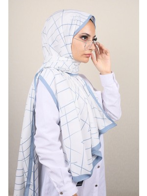 Modakaşmir  Moda Kaşmir Mavi-Beyaz Serisi Medine Ipeği Şal - Desen-02 - Renk-04 -93