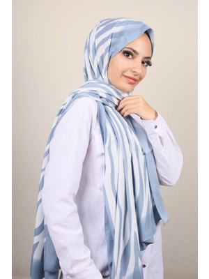 Modakaşmir  Moda Kaşmir Mavi-Beyaz Serisi Medine Ipeği Şal - Desen-02 - Renk-09 -93