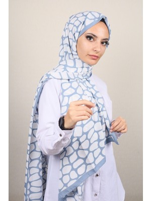 Modakaşmir  Moda Kaşmir Mavi-Beyaz Serisi Medine Ipeği Şal - Desen-02 - Renk-03 -93