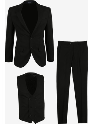 Süvari Normal Bel Slim Fit Siyah Erkek Takım Elbise TK1001100119
