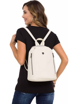 Cipo & Baxx WA132 Açık Bej Fermuar Bölmeli Kadın Sırt Çantası