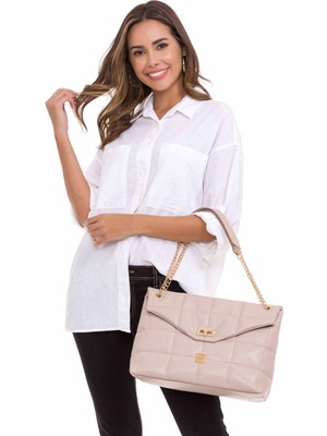 Cipo & Baxx WA134 Kapaklı Bej Kadın El Omuz Çantası