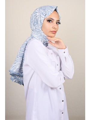 Modakaşmir  Moda Kaşmir Mavi-Beyaz Serisi Medine Ipeği Şal - Desen-02 - Renk-02 -93