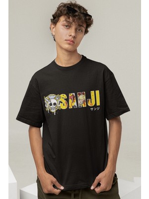 Populus One Piece Sanji Logo Siyah Tişört