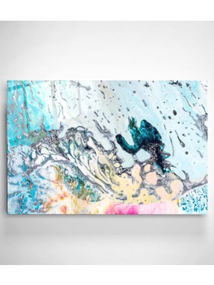 Hinora Mavi ve Gümüş Cam Tablo, Dekoratif Cam Tablo