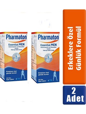 Pharmaton Essential Men 30 Tablet 2 Adet Erkekler İçin Özel Günlük Multivitamin ve Mineral Takviyesi