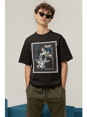 Populus Demon Slayer Obanai Siyah Tişört