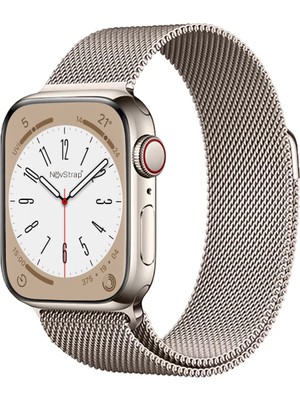 NovStrap Apple Watch SE 44mm Uyumlu Starlight Yıldız Işığı Hasır Örgü Metal Kordon Kayış