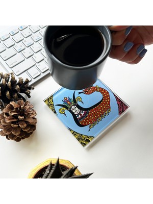 Decorita Cam Bardak Altlığı Klasik Şahmeran 4'lü Takım 10 x 10 cm