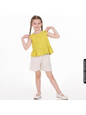 Xo Kids Kız Brodeli Bluz 4-8 Yaş 34558 KBLZ09051 Yeşil