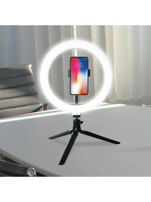 10inç 26cm Youtube Instagram Tiktok Selfie Stüdyo Video Fotoğraf Ring Light Tripod Led Halka Işık (3791)