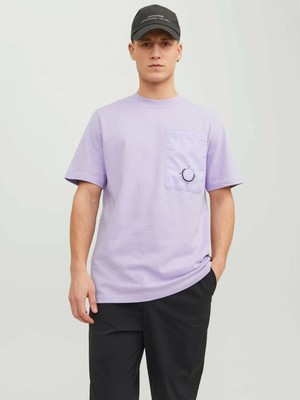 Jack & Jones Jcowater Overlay Tee Ss Crew Neck Erkek Tişört Lila 12235293 Lila - L