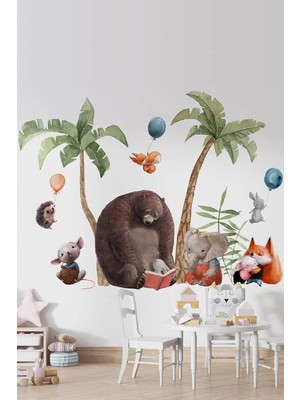 Kt Grup Sevimli Orman Arkadaşları Pastel Renkler Duvar Sticker Seti