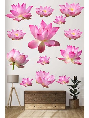 Kt Grup Muhteşem Lotus Çiçekleri 12 Adet Premium Duvar Sticker Seti
