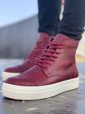 Chekich CH029 Cbt Vulcanized Lace Up Erkek Bot Bordo