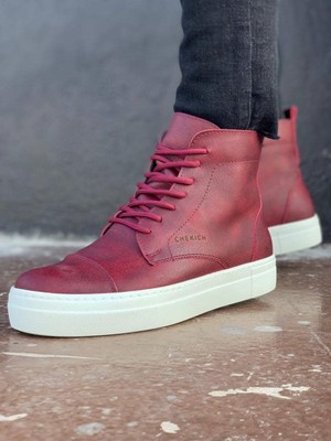 Chekich CH029 Cbt Vulcanized Lace Up Erkek Bot Bordo