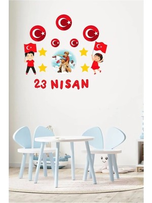 Kt Grup 23 Nisan Çocuk Bayramı Eğlenceli Cam Duvar Süsleme Sticker Set