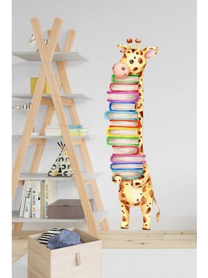Kt Grup Kitap Sever Zürafa Sola Dönük Çocuk Odası Duvar Sticker