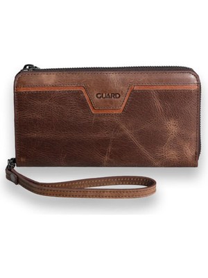 Guard Antik Kahverengi - Taba Çok Fonksiyonlu Hakiki Deri Cüzdan ve El Çantası