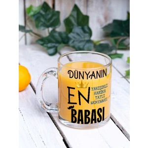 Eylül Design Baba Temalı Yazılı Özel Tasarım Baskılı Cam Kupa