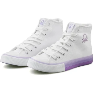 Benetton® | BN-30189 Beyaz Lila - Kadın Spor Ayakkabı