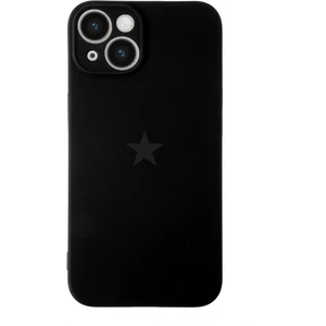 Apple iPhone 14 Plus ile Uyumlu Kapak Yıldız Logolu Kamera Korumalı Içi Kadife Lansman Silikon Kılıf - Siyah