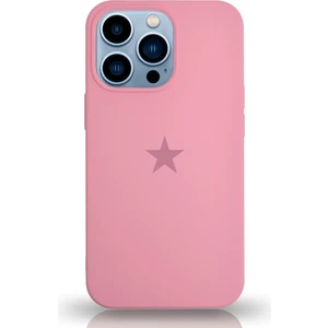 Apple iPhone 13 Pro Max ile Uyumlu Kapak Yıldız Logolu Içi Kadife Lansman Silikon Kılıf - Pembe