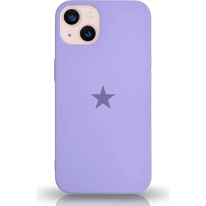 Apple iPhone 13 ile Uyumlu Kapak Yıldız Logolu Içi Kadife Lansman Silikon Kılıf - Lila