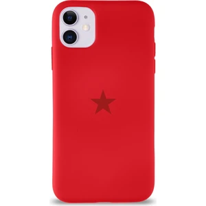 Apple iPhone 11 ile Uyumlu Kapak Yıldız Logolu Içi Kadife Lansman Silikon Kılıf - Kırmızı