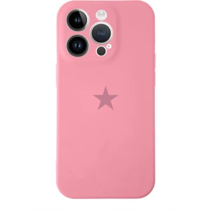 Kzy Apple iPhone 14 Pro Max ile Uyumlu Kapak Yıldız Logolu Kamera Korumalı Içi Kadife Lansman Silikon Kılıf - Pembe