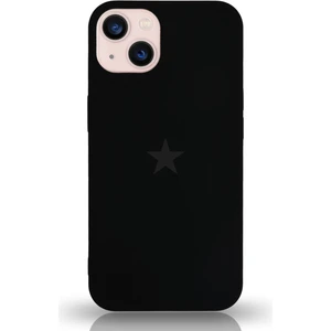 Kzy Apple iPhone 13 ile Uyumlu Kapak Yıldız Logolu Içi Kadife Lansman Silikon Kılıf - Siyah