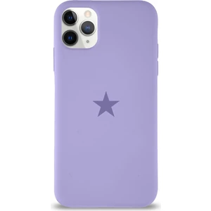 Apple iPhone 11 Pro Max ile Uyumlu Kapak Yıldız Logolu Içi Kadife Lansman Silikon Kılıf - Lila