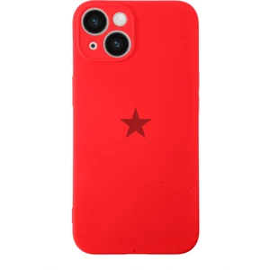 Kzy Apple iPhone 14 Plus ile Uyumlu Kapak Yıldız Logolu Kamera Korumalı Içi Kadife Lansman Silikon Kılıf - Kırmızı