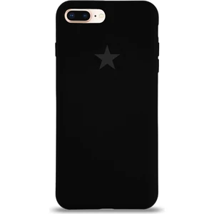 Kzy Apple iPhone 7 Plus ile Uyumlu Kapak Yıldız Logolu Içi Kadife Lansman Silikon Kılıf - Siyah