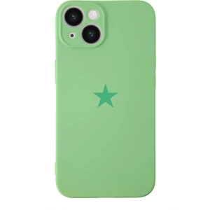 Kzy Apple iPhone 14 Plus ile Uyumlu Kapak Yıldız Logolu Kamera Korumalı Içi Kadife Lansman Silikon Kılıf - Yeşil