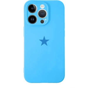 Kzy Apple iPhone 14 Pro Max ile Uyumlu Kapak Yıldız Logolu Kamera Korumalı Içi Kadife Lansman Silikon Kılıf - Açık Mavi