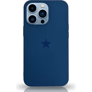 Kzy Apple iPhone 13 Pro Max ile Uyumlu Kapak Yıldız Logolu Içi Kadife Lansman Silikon Kılıf - Lacivert