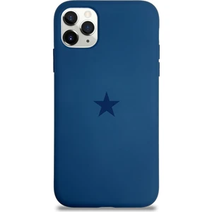 Apple iPhone 11 Pro Max ile Uyumlu Kapak Yıldız Logolu Içi Kadife Lansman Silikon Kılıf - Lacivert