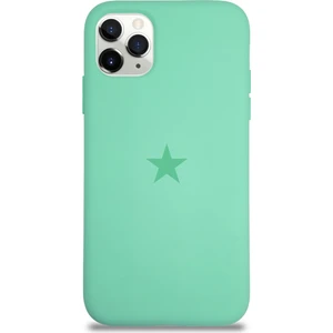 Kzy Apple iPhone 11 Pro Max ile Uyumlu Kapak Yıldız Logolu Içi Kadife Lansman Silikon Kılıf - Su Yeşili